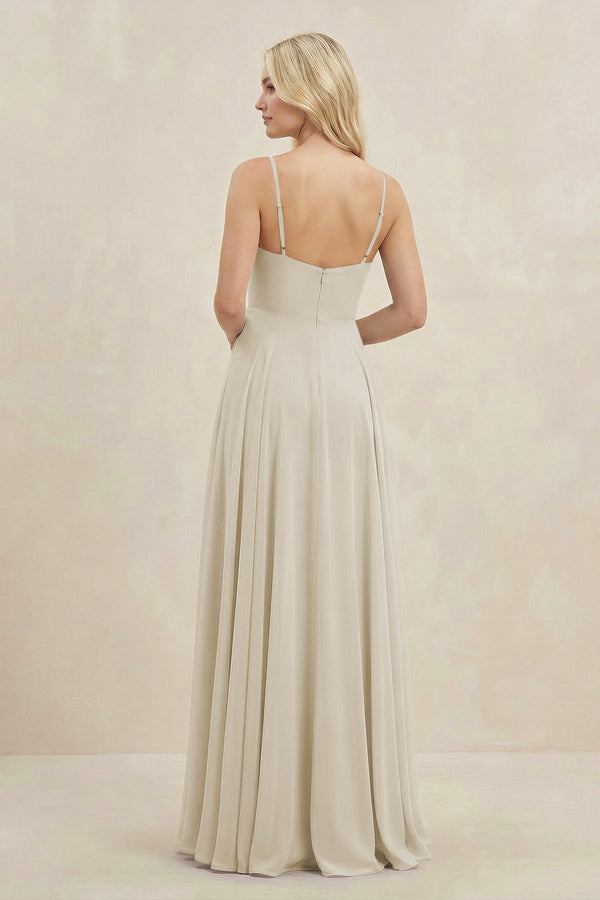 A-Line Spaghetti Strap Chiffon Bridesmaid Dress in Dove Gray - SHE IS ME BRIDESMAID DRESSES