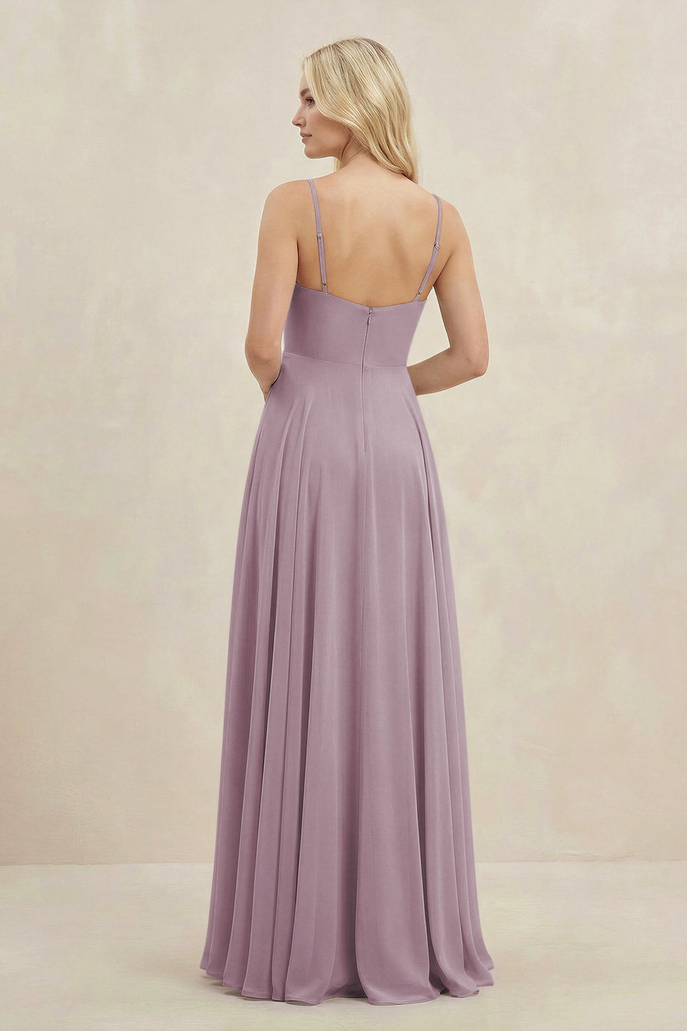 A-Line Spaghetti Strap Chiffon Bridesmaid Dress in Dusk - KISS BRIDAL BRIDESMAID DRESSES
