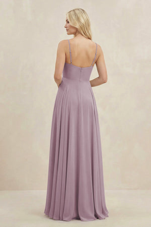 A-Line Spaghetti Strap Chiffon Bridesmaid Dress in Dusk - SHE IS ME BRIDESMAID DRESSES
