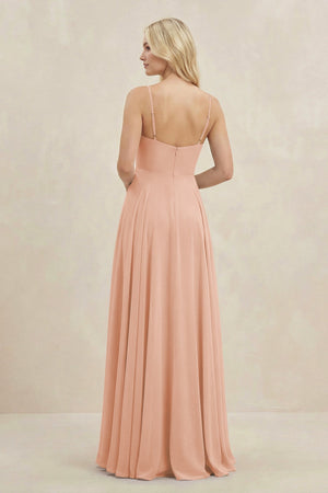 A-Line Spaghetti Strap Chiffon Bridesmaid Dress in English Rose - SHE IS ME BRIDESMAID DRESSES
