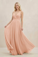 A-Line Spaghetti Strap Chiffon Bridesmaid Dress in English Rose - SHE IS ME BRIDESMAID DRESSES