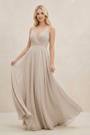 A-Line Spaghetti Strap Chiffon Bridesmaid Dress in Frost - SHE IS ME BRIDESMAID DRESSES