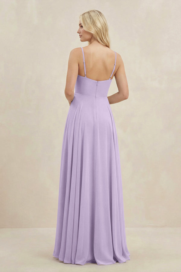 A-Line Spaghetti Strap Chiffon Bridesmaid Dress in Lavender - SHE IS ME BRIDESMAID DRESSES