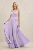 A-Line Spaghetti Strap Chiffon Bridesmaid Dress in Lavender - SHE IS ME BRIDESMAID DRESSES