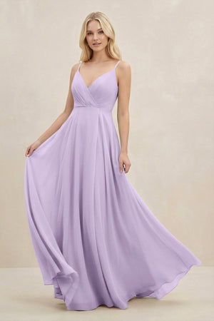 A-Line Spaghetti Strap Chiffon Bridesmaid Dress in Lavender - SHE IS ME BRIDESMAID DRESSES