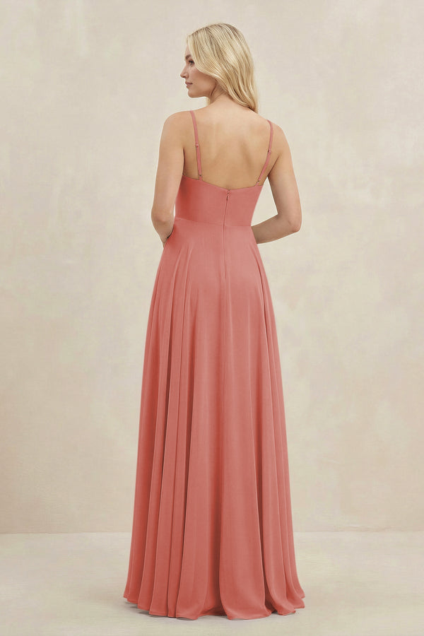 A-Line Spaghetti Strap Chiffon Bridesmaid Dress in Mulberry - SHE IS ME BRIDESMAID DRESSES