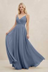 A-Line Spaghetti Strap Chiffon Bridesmaid Dress in Neptune - KISS BRIDAL BRIDESMAID DRESSES