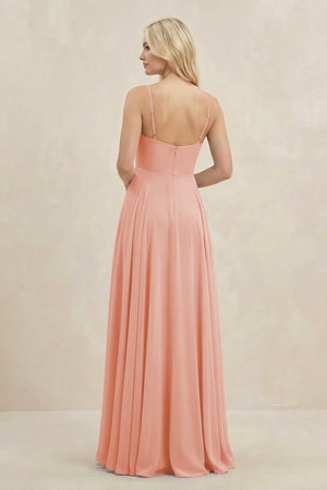 A-Line Spaghetti Strap Chiffon Bridesmaid Dress in Rose Petal - SHE IS ME BRIDESMAID DRESSES