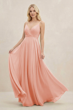 A-Line Spaghetti Strap Chiffon Bridesmaid Dress in Rose Petal - SHE IS ME BRIDESMAID DRESSES