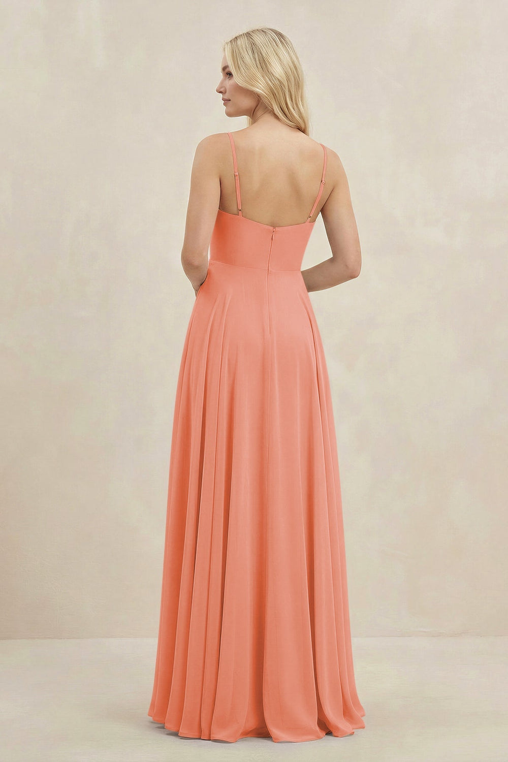 A-Line Spaghetti Strap Chiffon Bridesmaid Dress in Rosette - KISS BRIDAL BRIDESMAID DRESSES