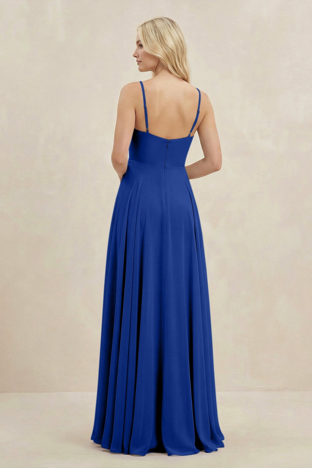 A-Line Spaghetti Strap Chiffon Bridesmaid Dress in Royal Blue - KISS BRIDAL BRIDESMAID DRESSES