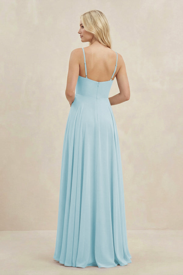 A-Line Spaghetti Strap Chiffon Bridesmaid Dress in Sky Blue - SHE IS ME BRIDESMAID DRESSES