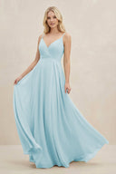 A-Line Spaghetti Strap Chiffon Bridesmaid Dress in Sky Blue - SHE IS ME BRIDESMAID DRESSES
