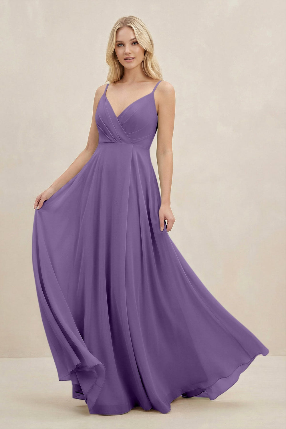 A-Line Spaghetti Strap Chiffon Bridesmaid Dress in Tahiti - KISS BRIDAL BRIDESMAID DRESSES