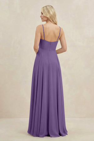 A-Line Spaghetti Strap Chiffon Bridesmaid Dress in Tahiti - SHE IS ME BRIDESMAID DRESSES