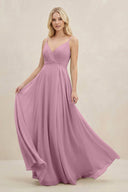 A-Line Spaghetti Strap Chiffon Bridesmaid Dress in Vintage Mauve - SHE IS ME BRIDESMAID DRESSES