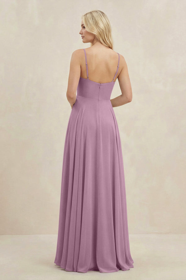 A-Line Spaghetti Strap Chiffon Bridesmaid Dress in Wisteria - SHE IS ME BRIDESMAID DRESSES