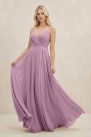 A-Line Spaghetti Strap Chiffon Bridesmaid Dress in Wisteria - SHE IS ME BRIDESMAID DRESSES