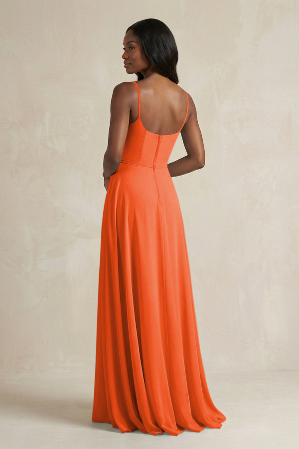 A-Line Spaghetti Straps Chiffon Bridesmaid Dress in Cinnamon (2) | KISSBRIDAL