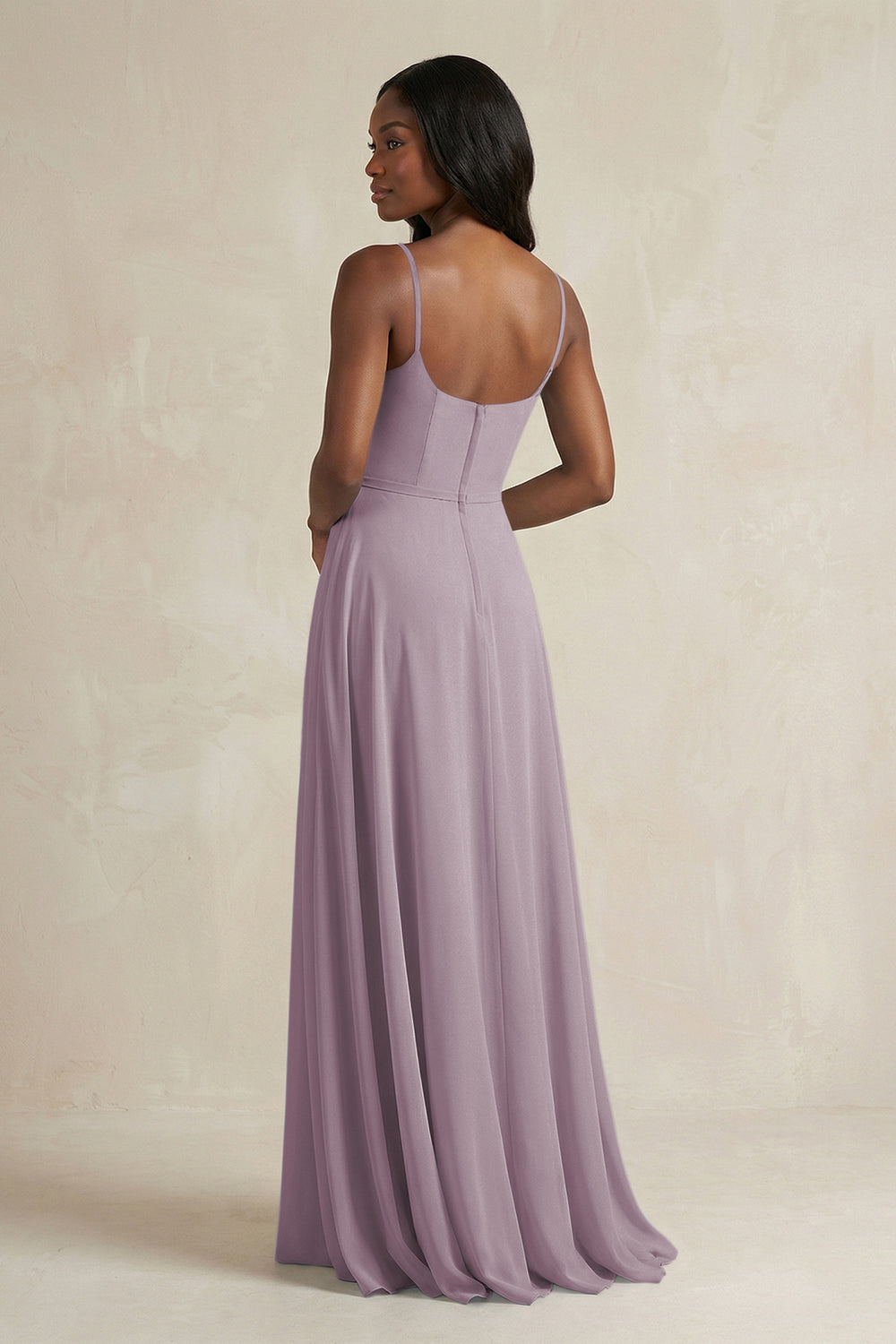 A-Line Spaghetti Straps Chiffon Bridesmaid Dress in Dusk