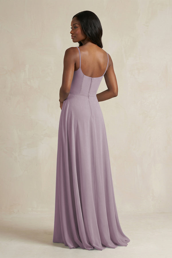 A-Line Spaghetti Straps Chiffon Bridesmaid Dress in Dusk (2) | KISSBRIDAL