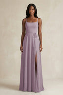 A-Line Spaghetti Straps Chiffon Bridesmaid Dress in Dusk | KISSBRIDAL
