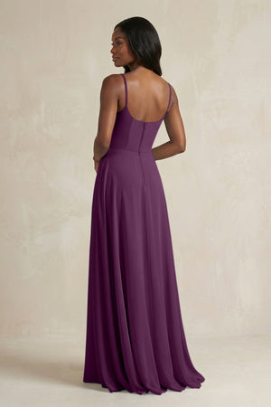 A-Line Spaghetti Straps Chiffon Bridesmaid Dress in Fig (2) | KISSBRIDAL