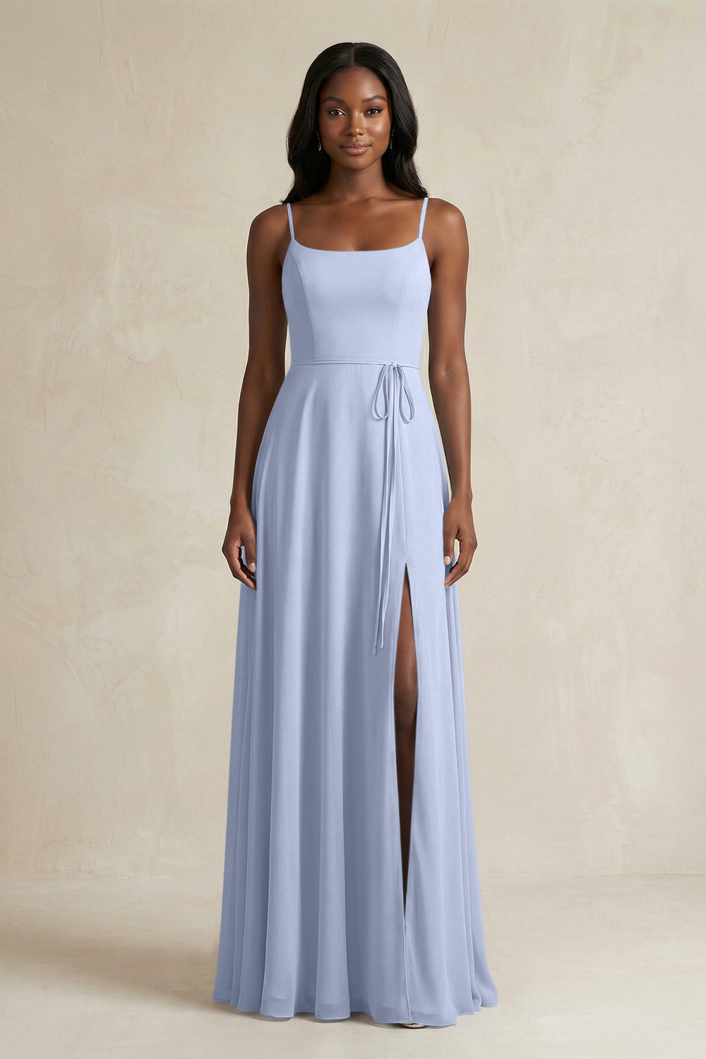 A-Line Spaghetti Straps Chiffon Bridesmaid Dress in Ice