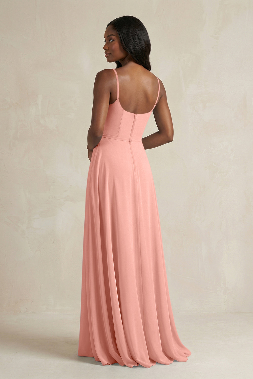 A-Line Spaghetti Straps Chiffon Bridesmaid Dress in Rosette