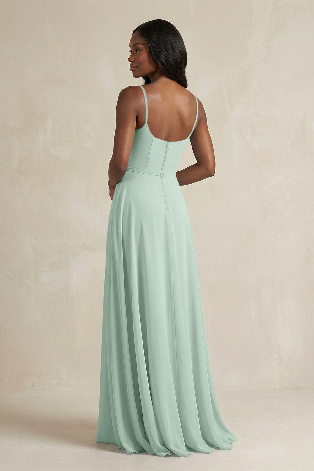 A-Line Spaghetti Straps Chiffon Bridesmaid Dress in Sage