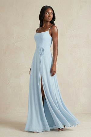 A-Line Spaghetti Straps Chiffon Bridesmaid Dress in Sky Blue (3) | KISSBRIDAL