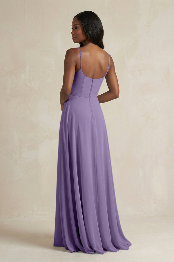 A-Line Spaghetti Straps Chiffon Bridesmaid Dress in Tahiti (2) | KISSBRIDAL