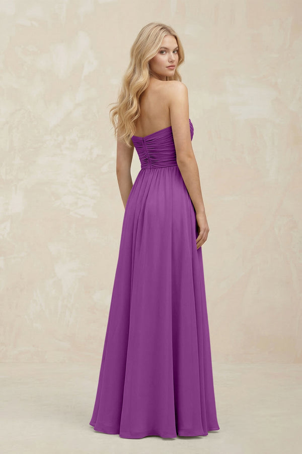 A - Line Sweetheart Pleated Chiffon Bridesmaid Dress in Amethyst - SHE IS ME Bridesmaid Dresses