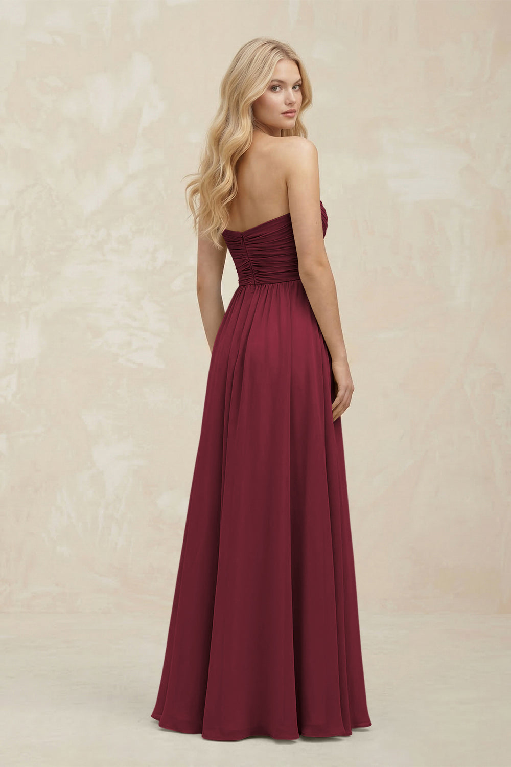 A-Line Sweetheart Pleated Chiffon Bridesmaid Dress in Berry