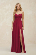 A - Line Sweetheart Pleated Chiffon Bridesmaid Dress in Berry - SHE IS ME Bridesmaid Dresses
