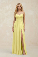A - Line Sweetheart Pleated Chiffon Bridesmaid Dress in Buttercup - KISS BRIDAL Bridesmaid Dresses