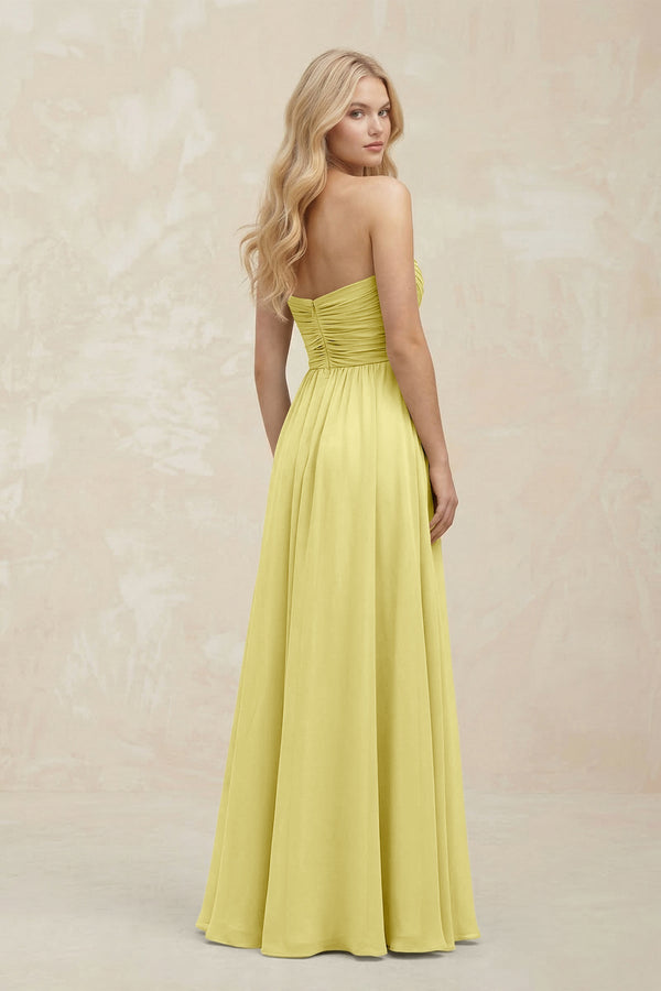 A - Line Sweetheart Pleated Chiffon Bridesmaid Dress in Buttercup - SHE IS ME Bridesmaid Dresses