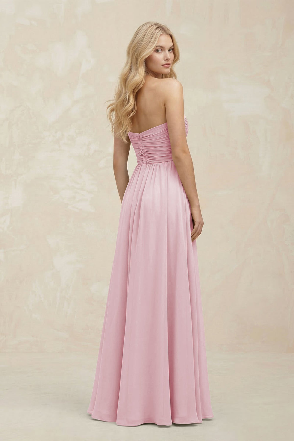 A - Line Sweetheart Pleated Chiffon Bridesmaid Dress in Candy Pink - KISS BRIDAL Bridesmaid Dresses