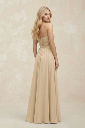 A-Line Sweetheart Pleated Chiffon Bridesmaid Dress in Champagne (2) | KISSBRIDAL