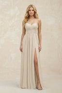 A - Line Sweetheart Pleated Chiffon Bridesmaid Dress in Champagne - SHE IS ME Bridesmaid Dresses