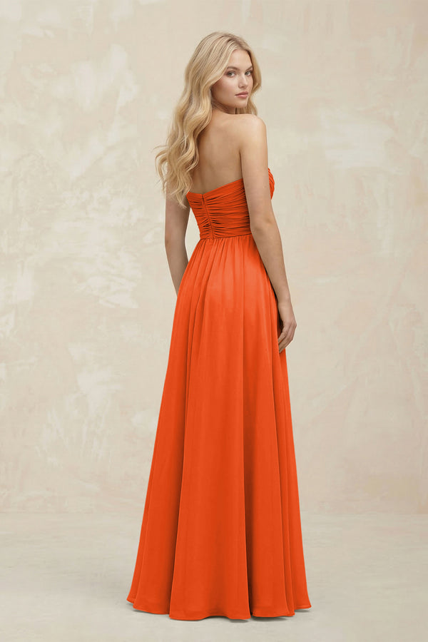 A-Line Sweetheart Pleated Chiffon Bridesmaid Dress in Cinnamon (2) | KISSBRIDAL