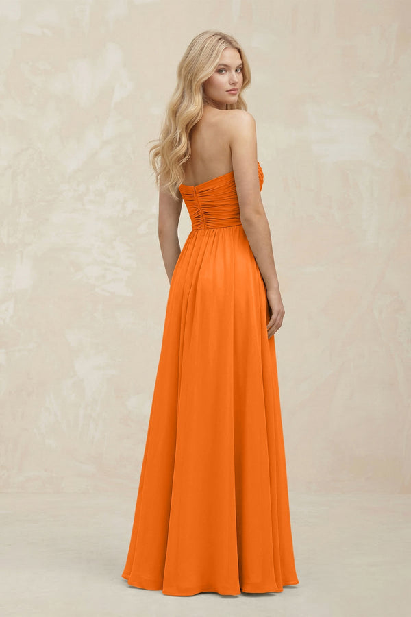 A - Line Sweetheart Pleated Chiffon Bridesmaid Dress in Cinnamon - SHE IS ME Bridesmaid Dresses