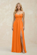 A - Line Sweetheart Pleated Chiffon Bridesmaid Dress in Cinnamon - SHE IS ME Bridesmaid Dresses