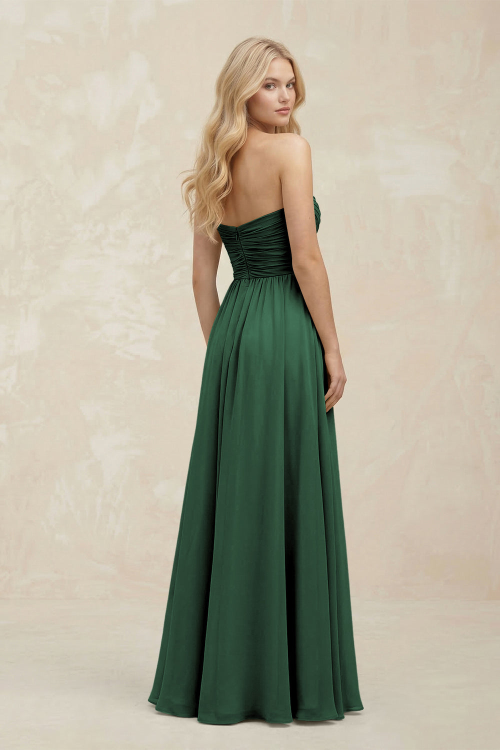 A-Line Sweetheart Pleated Chiffon Bridesmaid Dress in Dark Green