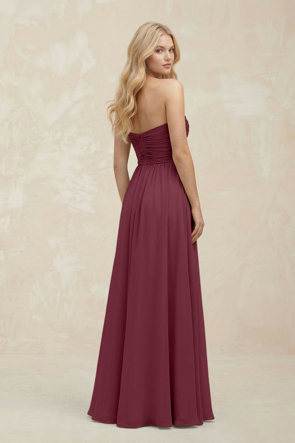 A-Line Sweetheart Pleated Chiffon Bridesmaid Dress in Desert Rose (2) | KISSBRIDAL