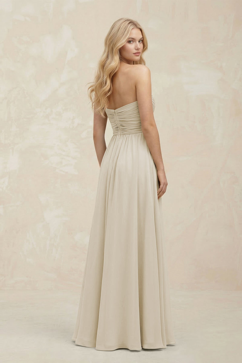 A - Line Sweetheart Pleated Chiffon Bridesmaid Dress in Dove Gray - KISS BRIDAL Bridesmaid Dresses