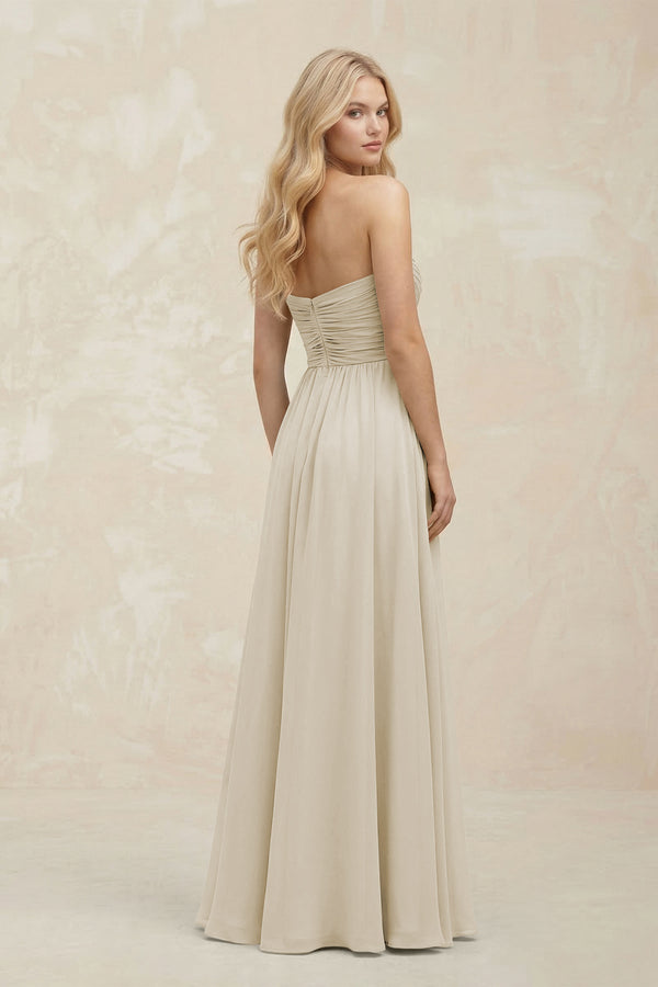 A - Line Sweetheart Pleated Chiffon Bridesmaid Dress in Dove Gray - SHE IS ME Bridesmaid Dresses