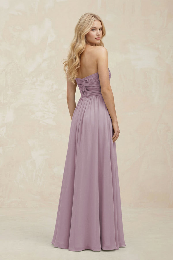 A - Line Sweetheart Pleated Chiffon Bridesmaid Dress in Dusk - SHE IS ME Bridesmaid Dresses
