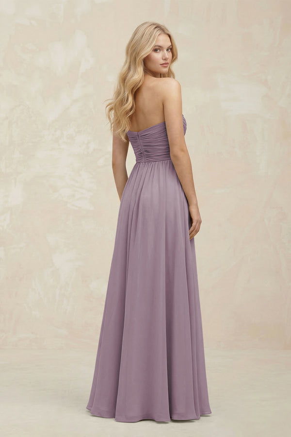 A-Line Sweetheart Pleated Chiffon Bridesmaid Dress in Dusk (2) | KISSBRIDAL