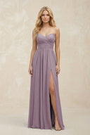 A-Line Sweetheart Pleated Chiffon Bridesmaid Dress in Dusk | KISSBRIDAL